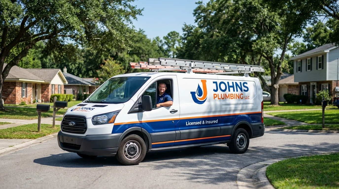 Johns Plumbing LLC service van in Hartford, WI