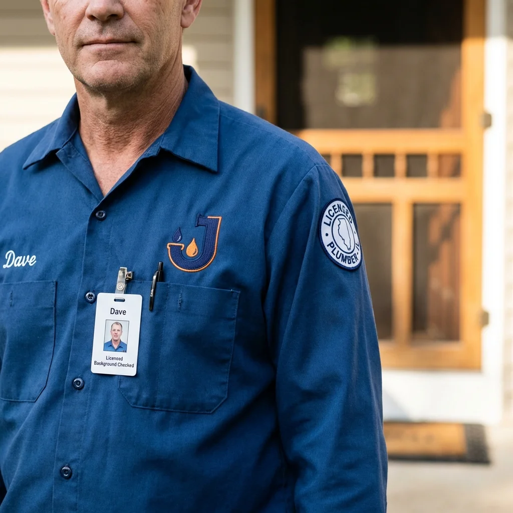 Licensed plumber showing ID badge in Hartford, WI
